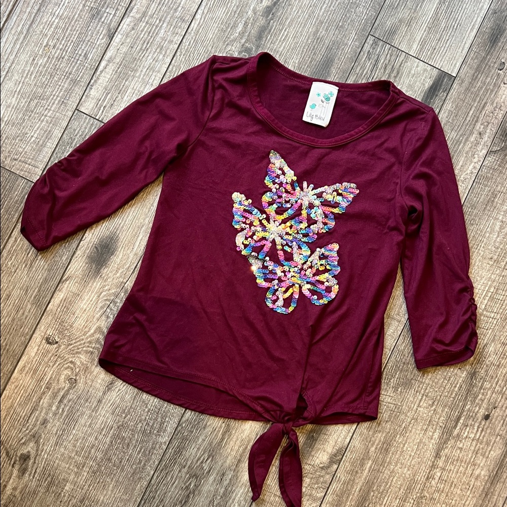 Lily Bleu butterfly 3/4 sleeve top